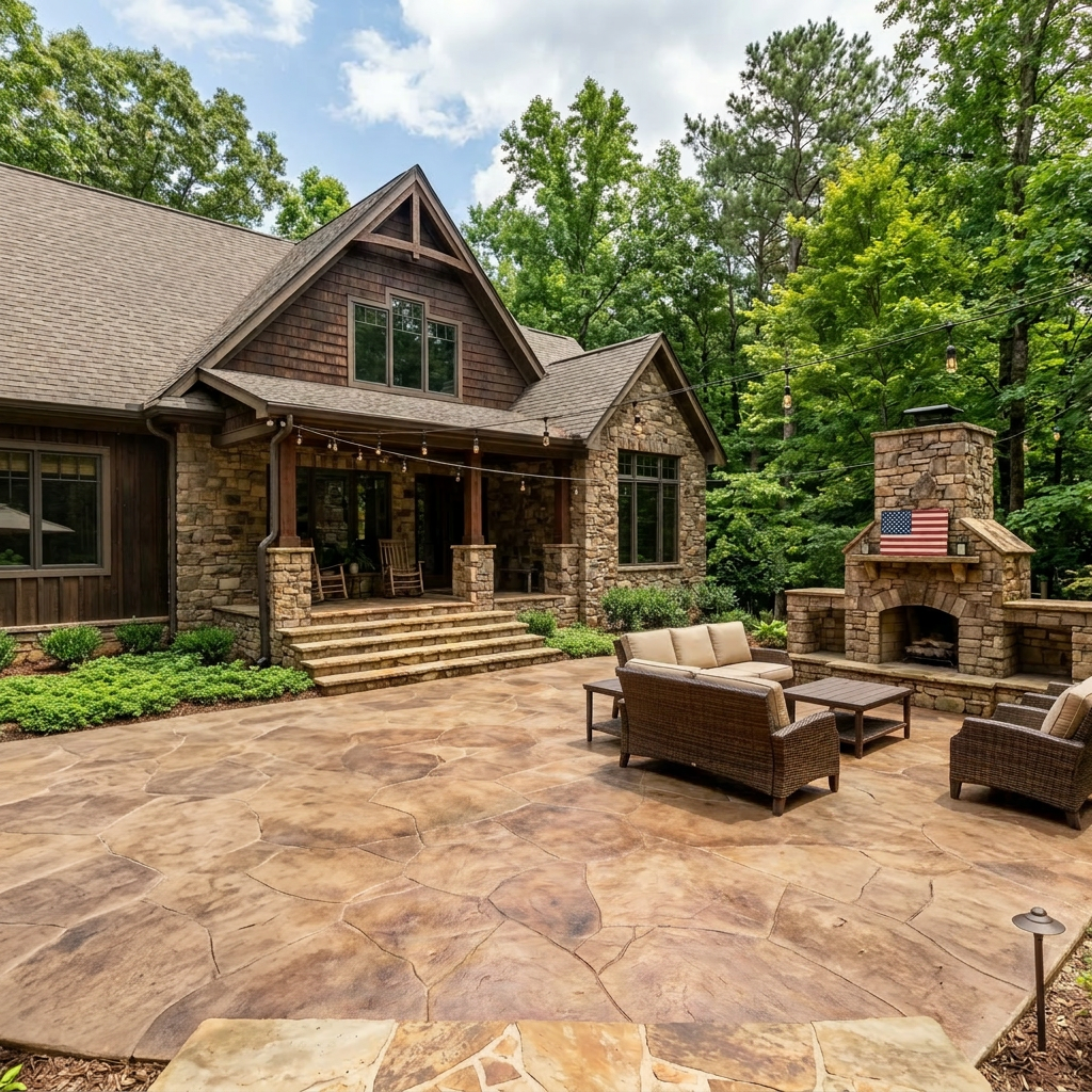 Remove excess furniture and plants, simplify patio